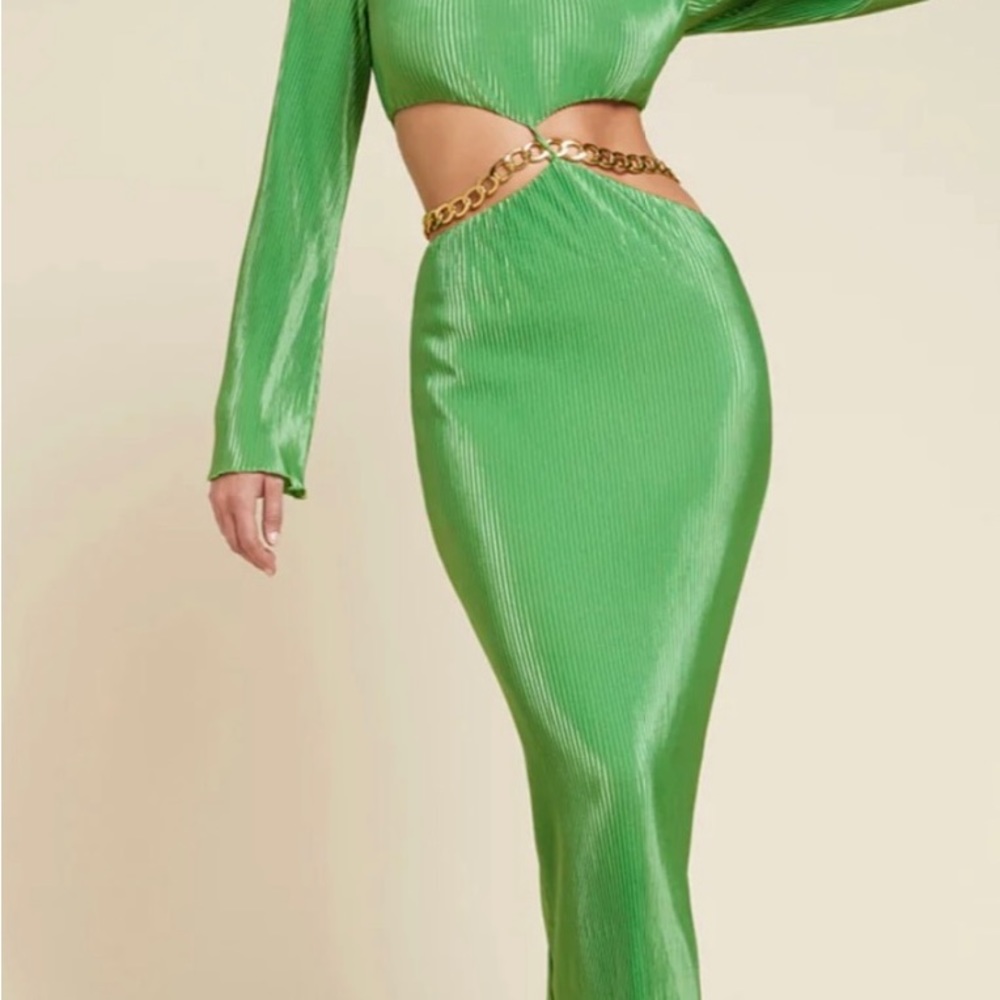 Runway green chain dress